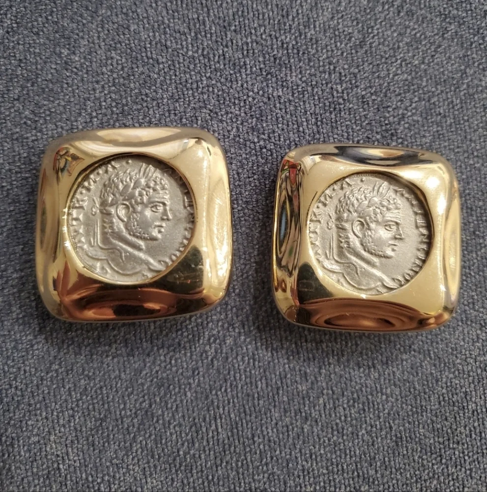 Vintage Coin Etruscan Earrings